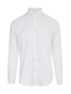 Paul Smith Slim-fit White Poplin Cotton Shirt With 'artist Stripe' Cuff Lining In White