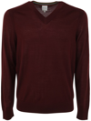 Paul Smith Burgundy Merino V-neck Sweater Red In Red