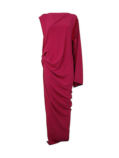 Rick Owens Asymmetric Long Gown In Pink &amp; Purple