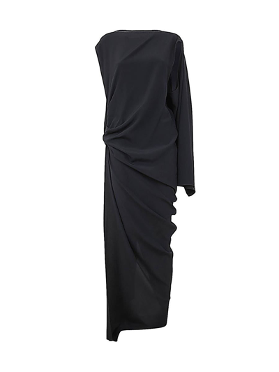 Rick Owens Asymmetric Long Gown In Black