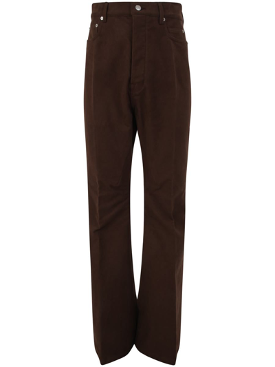 Rick Owens Bootcut Trousers In Brown