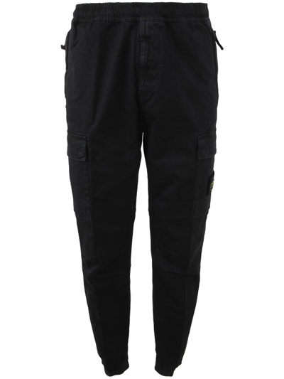Stone Island Tapered Cargo Trousers In Black