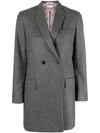 THOM BROWNE THOM BROWNE ELONGATED LONG SLEEVE DOUBLE BREASTED SPORTCOAT IN WOOL FLANNEL CLOTHING