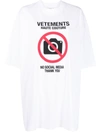 VETEMENTS VETEMENTS NO SOCIAL MEDIA COUTURE T-SHIRT CLOTHING