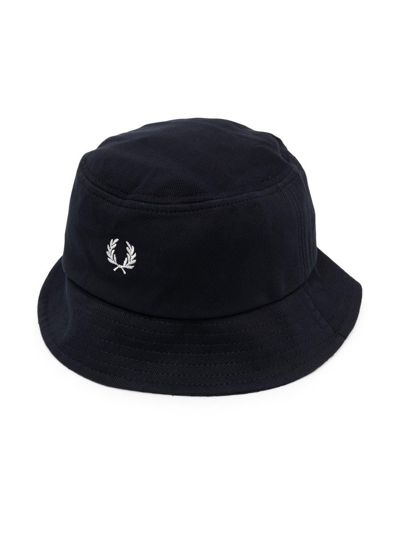 Fred Perry Embroidered-logo Bucket Hat In Blue