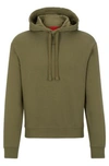 Hugo Boss Relaxed-fit Cotton Hoodie With Contrast Logo In Light Green