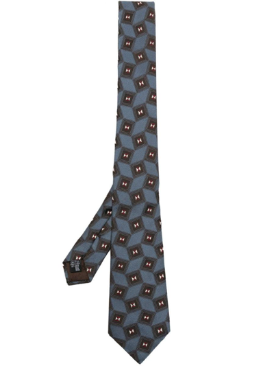 Giorgio Armani Geometric-print Silk Tie In White