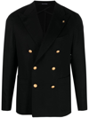 Tagliatore Double-breasted Peak-lapels Jacket In Black