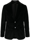Tagliatore Velvet Jacket Buttoned Cuffs In Black