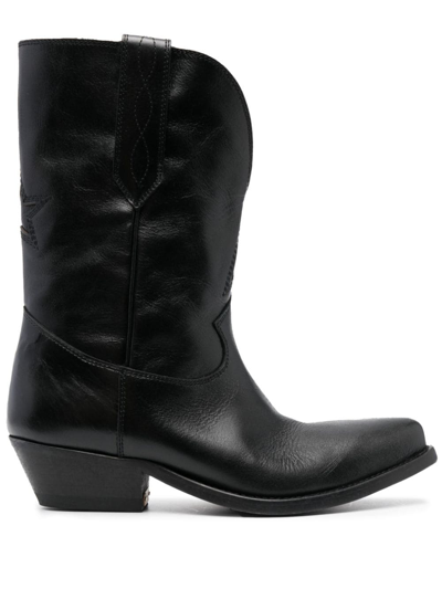 Golden Goose Western-style Leather Boots In Black
