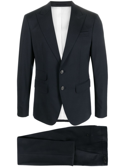 Dsquared2 Single-breasted Wool Suit In Navy Blue