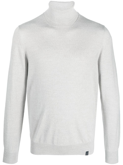 Fay Roll-neck Long-sleeve Jumper In Neutrals