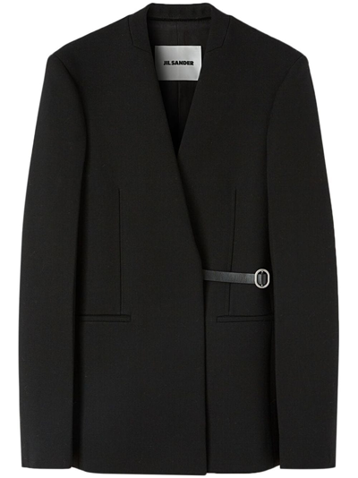 Jil Sander Long-sleeve Virgin Wool Blazer In Black