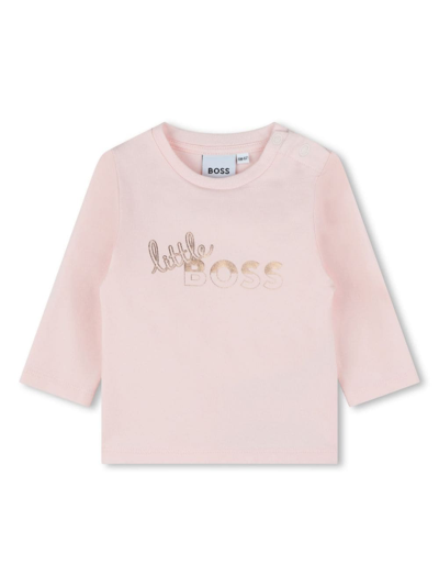 Bosswear Babies' Slogan-print Long-sleeved T-shirt In Pink