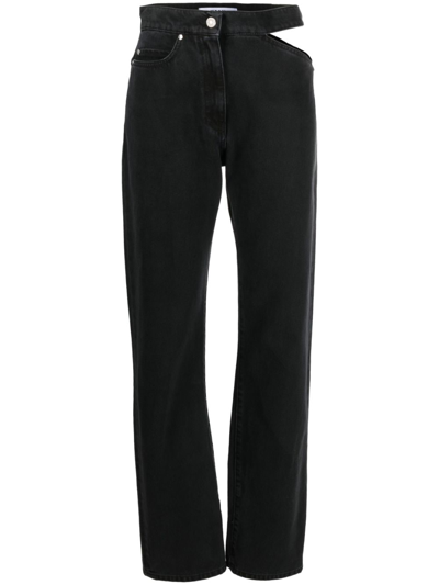 Msgm High-waisted Cut-out Jeans In Black