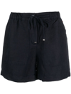 TOMMY HILFIGER LOGO-PLAQUE LINEN DRAWSTRING SHORTS