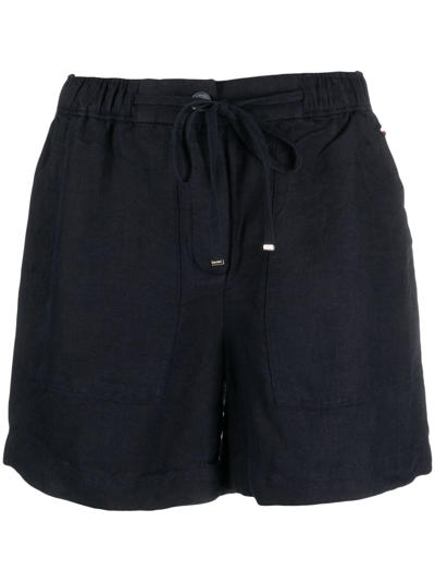 Tommy Hilfiger Drawstring-waist Linen Shorts In Blue