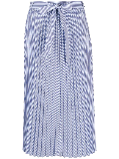 Tommy Hilfiger Belted Stripe Midi Skirt In Ithaca Stripe / Blue