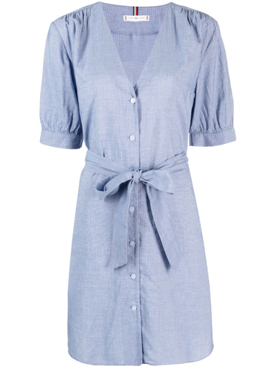 Tommy Hilfiger Striped Belted Shirt Dress In White