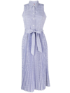 Tommy Hilfiger Pleated Chemisier Dress In Blue