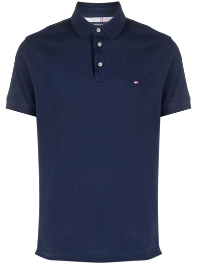 Tommy Hilfiger Logo-embroidered Cotton Polo Shirt In Blue