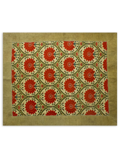 The House Of Lyria Catera Jacquard Linen Placemat In Beige