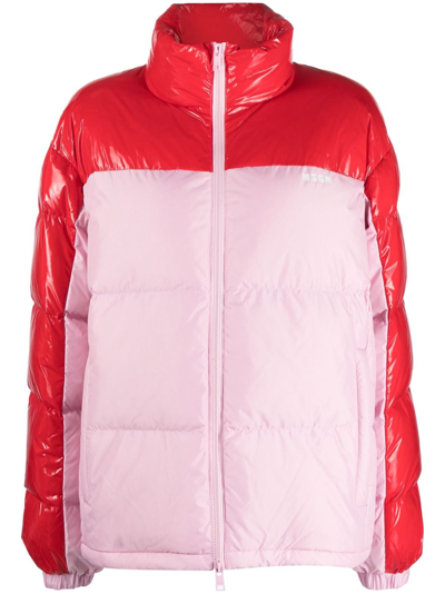 Msgm Two-tone Padded Jacket In White