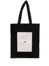 Y-3 Adidas Y 3 Black Leather And Canvas Tote Bag With Logo In Black