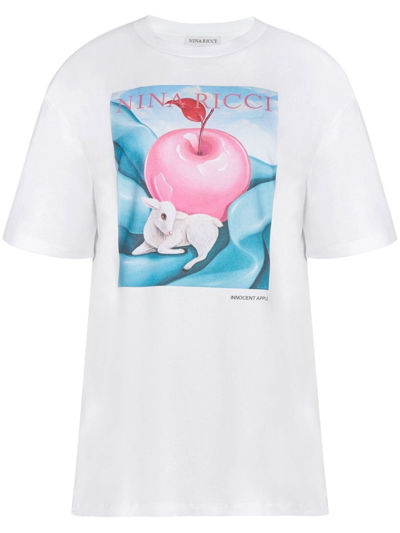 Nina Ricci Apple-print Cotton T-shirt In White