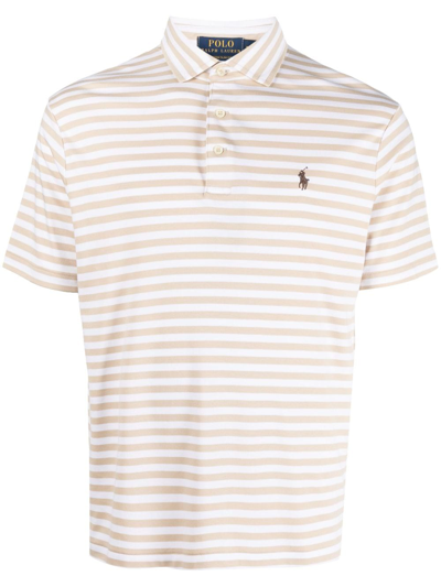 Polo Ralph Lauren Logo-embroidered Striped Polo Shirt In Brown