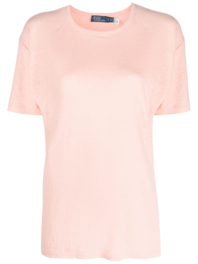 Polo Ralph Lauren Mélange Linen T-shirt In Pink