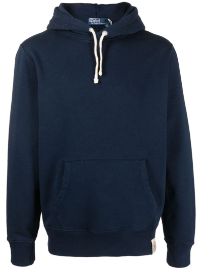 Polo Ralph Lauren Logo-patch Cotton-blend Hoodie In Cruise Navy