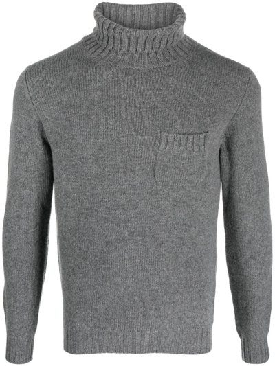 Fedeli Roll-neck Wool-blend Jumper In Grey