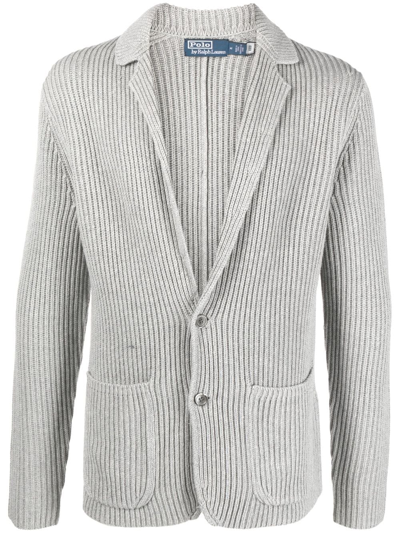 Polo Ralph Lauren Ribbed-knit Cotton-blend Cardigan In Dark Charcoal