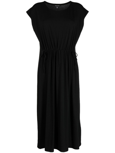 Eileen Fisher Boat-neck Shift Midi Dress In Black