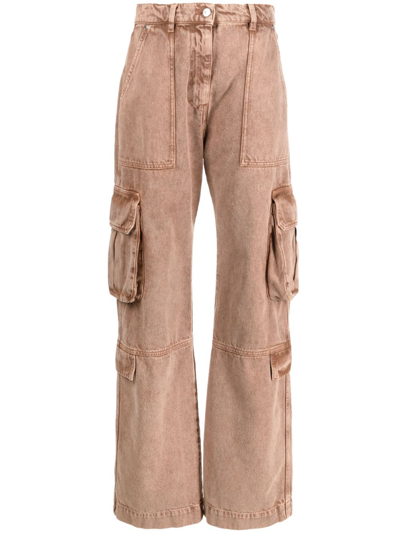 Msgm Cargo-pocket Straight-leg Jeans In Brown