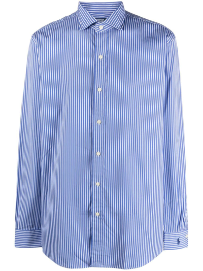 Polo Ralph Lauren Pinstriped Cotton Shirt In Blue