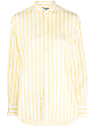 Polo Ralph Lauren Logo-embroidered Striped Shirt In White