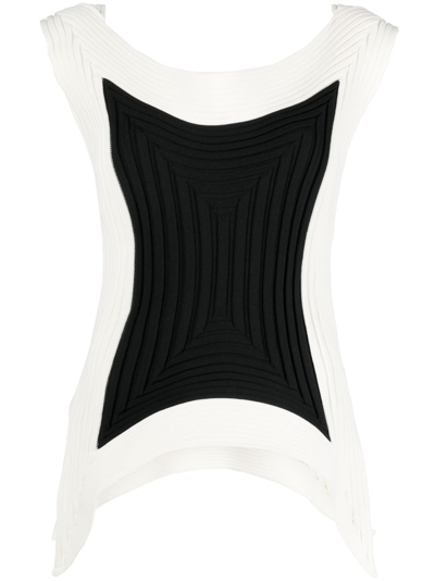 Issey Miyake Square Scheme-2 Ribbed Top In Black