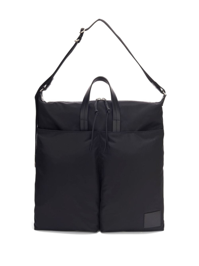 Jil Sander Logo-patch Leather Tote Bag In Black