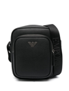 EMPORIO ARMANI LOGO-PLAQUE LEATHER MESSENGER BAG