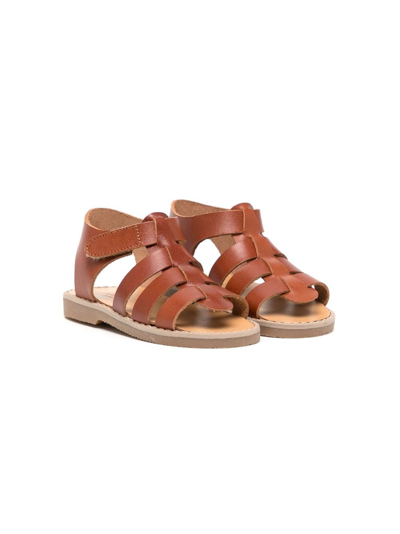 Babywalker Kids' Open-toe Leather Sandals In Brown