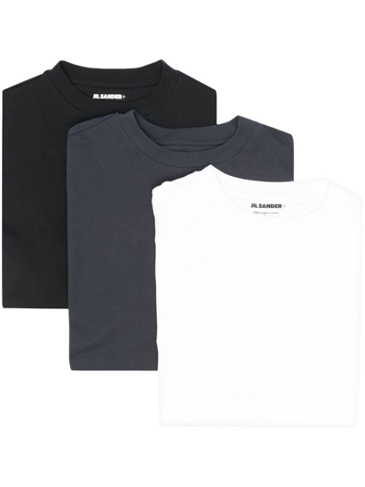 Jil Sander Logo-patch Organic-cotton T-shirt (pack Of Three) In White