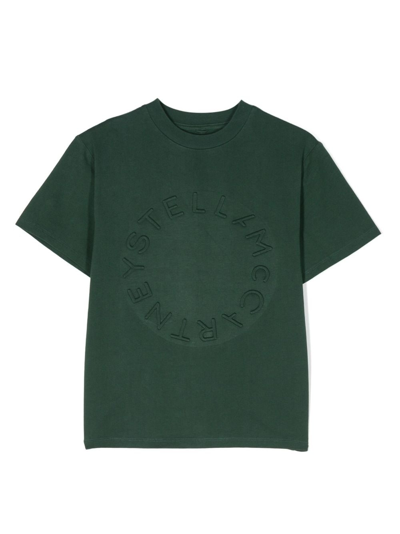 Stella Mccartney Kids' Embossed-logo Cotton T-shirt In Green