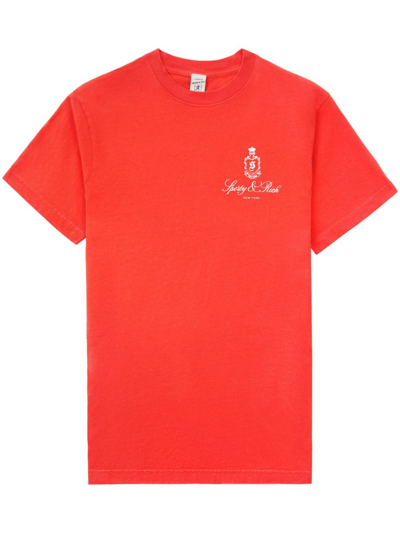 Sporty And Rich Vendome Logo-print T-shirt In Red