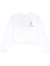 Sporty And Rich Vendome Cropped Cotton Sweatshirt In White
