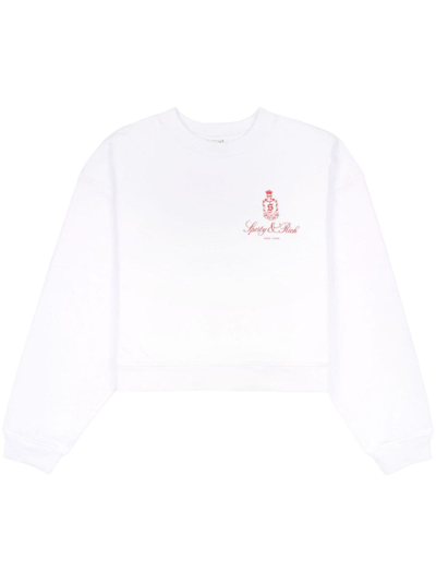 Sporty And Rich Vendome Cropped Cotton Sweatshirt In White