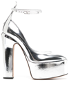 Valentino Vlogo 160mm Metallic Pumps In Silver