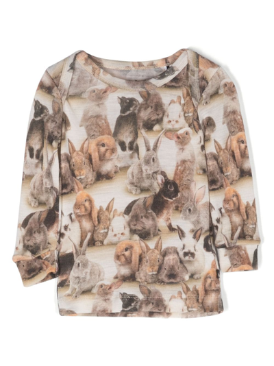 Molo Eli Baby Rabbits Merino Wool Sweatshirt In Neutrals