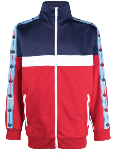 Dsquared2 Logo-tape Detail Zip-up Cardigan In Blue